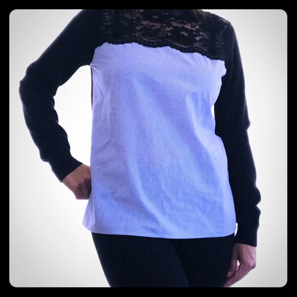 Morgen de Toi Cotton and Lace Top